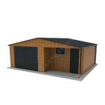 Garaż dwuspadowy Premium z wiatą 8m x 6m