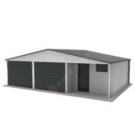 Garaż dwuspadowy potrójny z wiatą, dwie bramy 9m x 6m