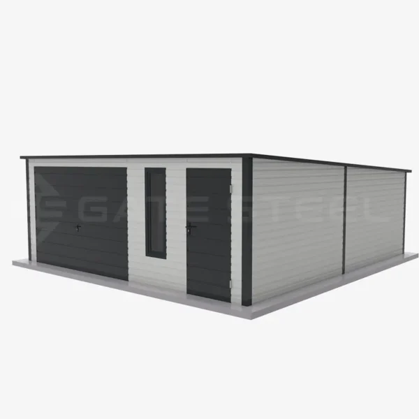 Garaż blaszany 5.8m x 6m spad dachu do tyłu